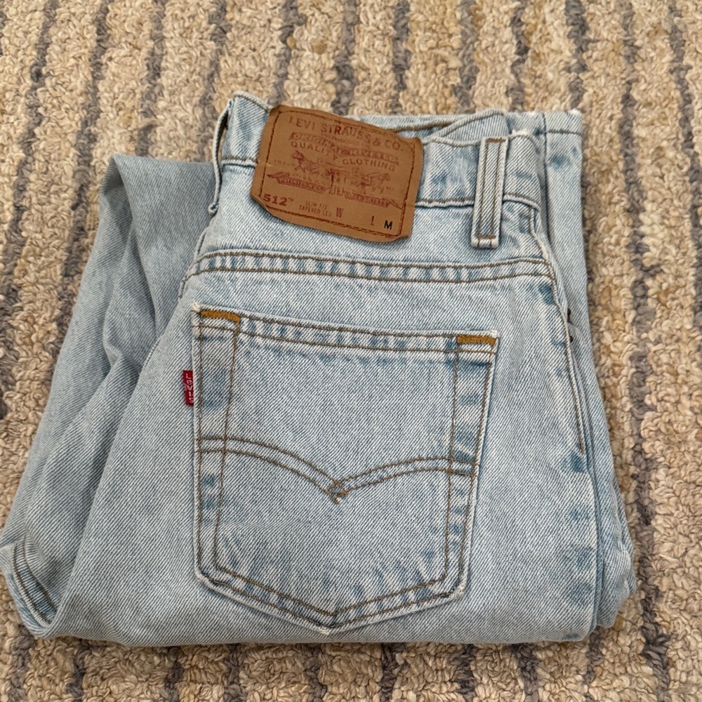 Tiny + True vintage USA made Levi’s 512 slim fit tapered in light blue